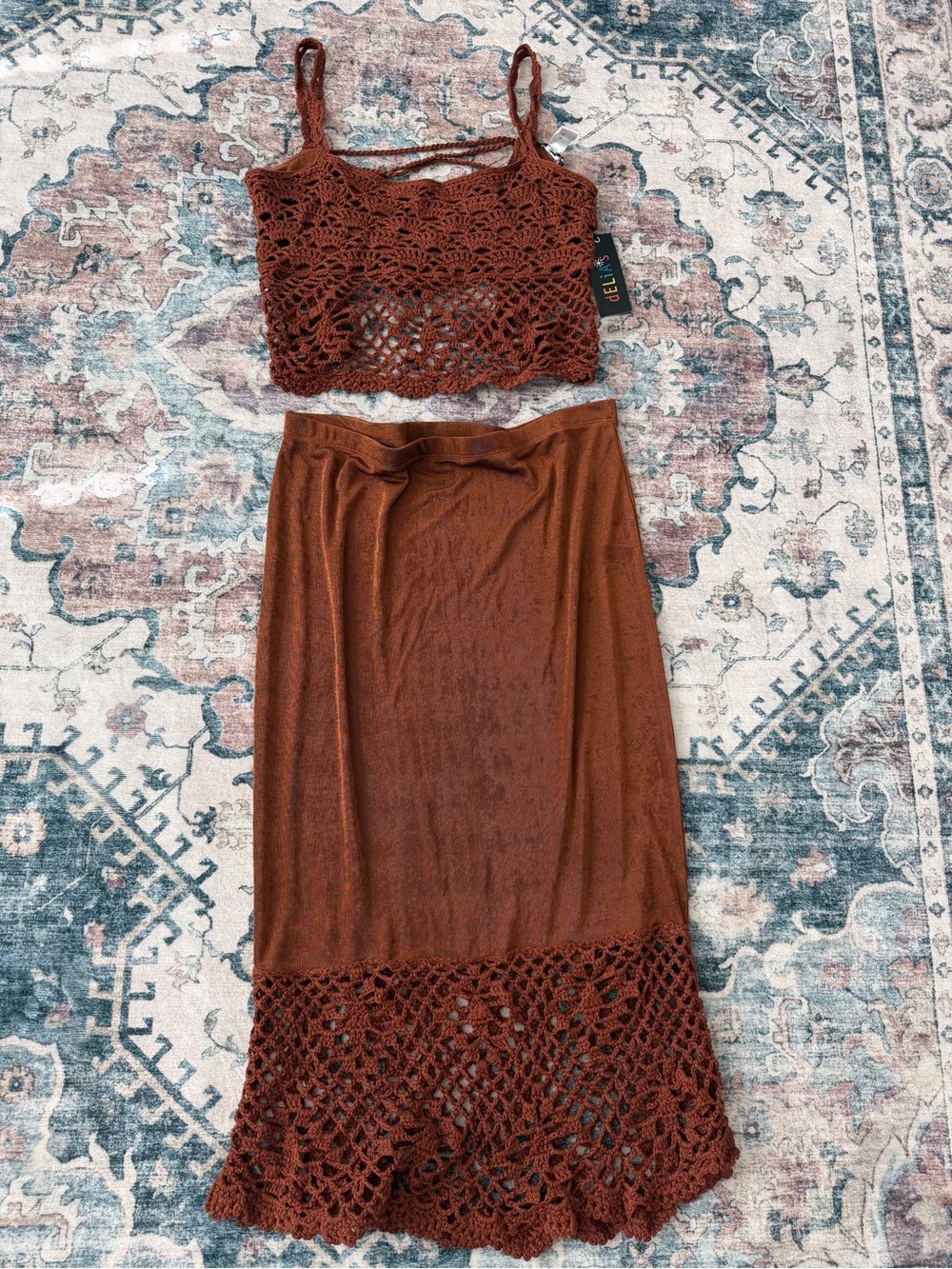 dELiA*s Rust Crochet Two-Piece Set